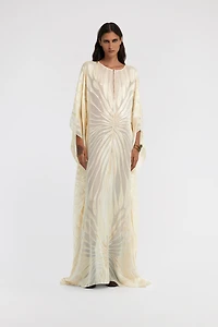 Satin caftan with Ray Of Gold print