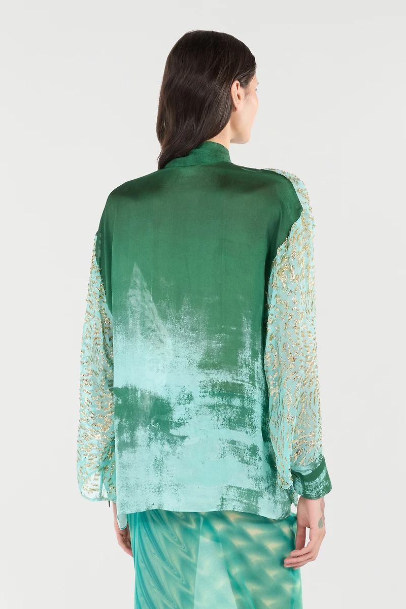 Silk-Blend Blouse With Radiant Pattern