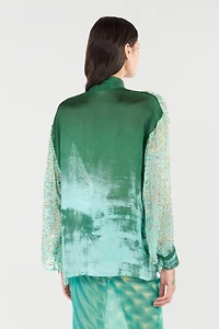 Silk-Blend Blouse With Radiant Pattern