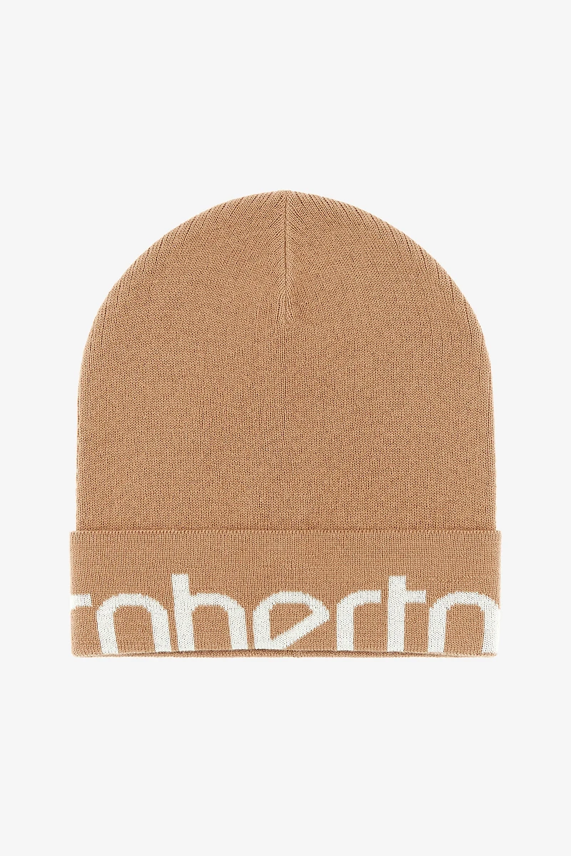 Wool Blend Beanie with Logo
