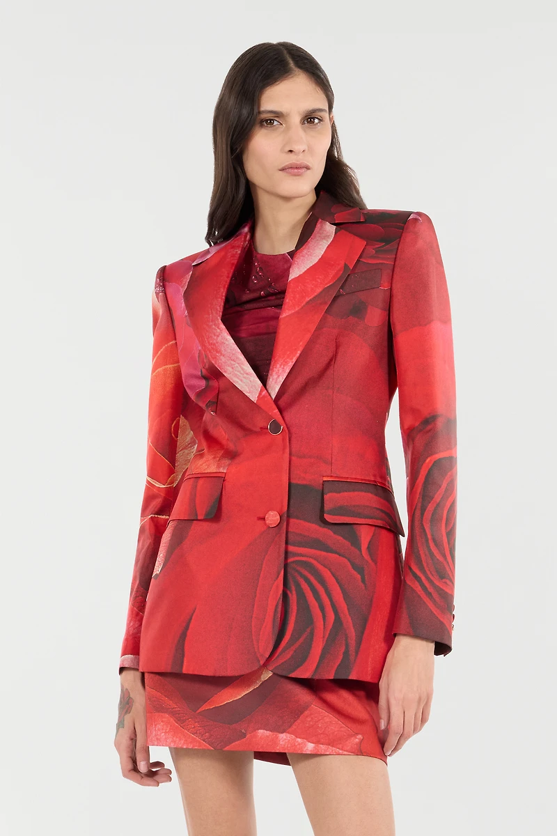 Rose-Print Blazer