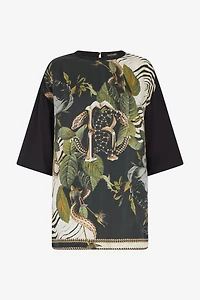 T-Shirt With Mirror Snake Monogram And Jungle Print