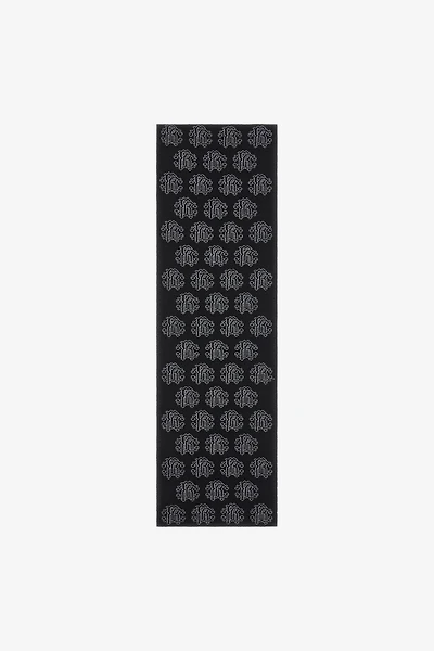 Black Wool Scarf With Monogram RC