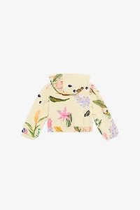 Yellow Hoodie with Tropical Print