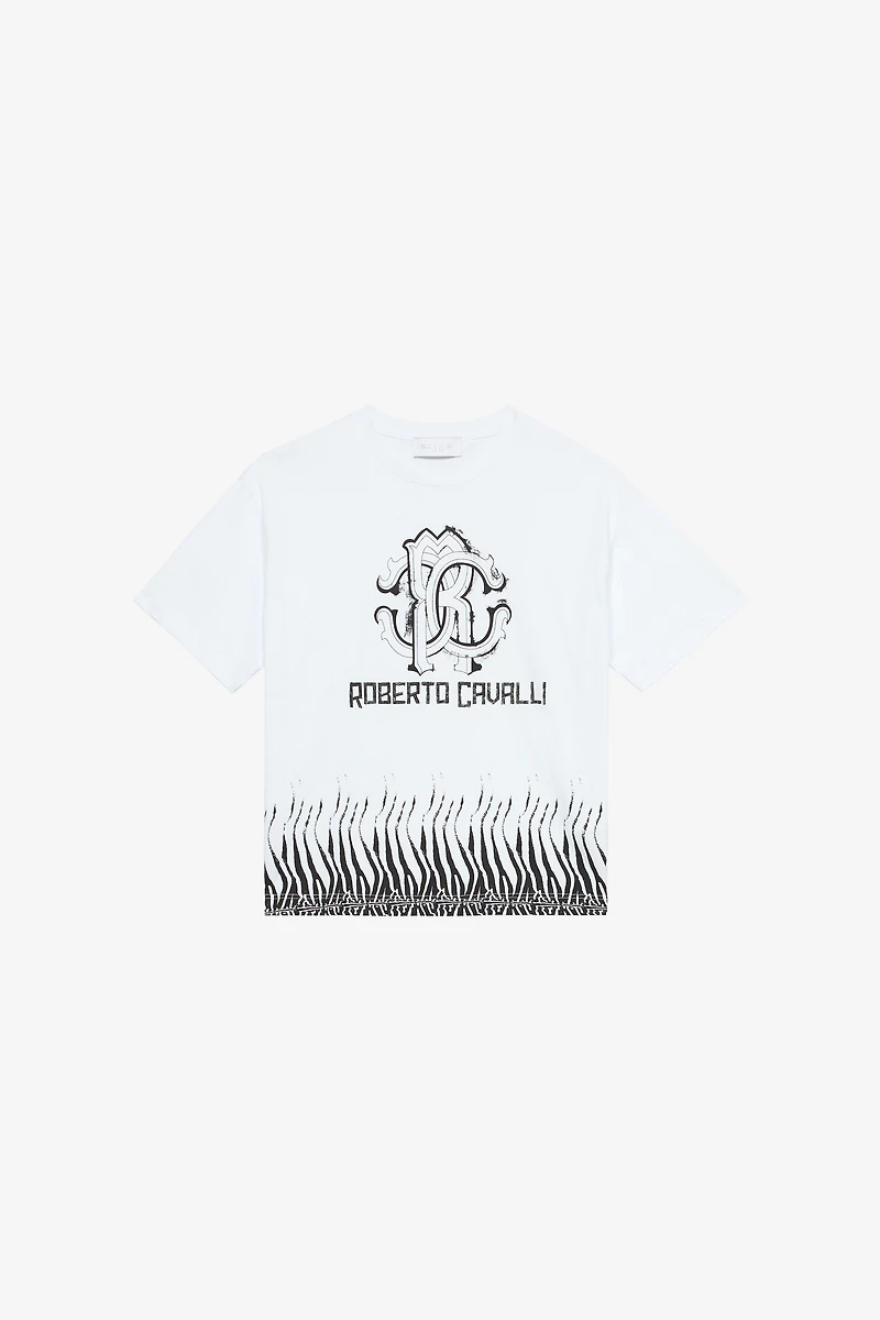 Zebra-Print T-Shirt With RC Monogram And Logo