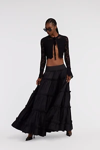 Black Tiered Maxi Skirt