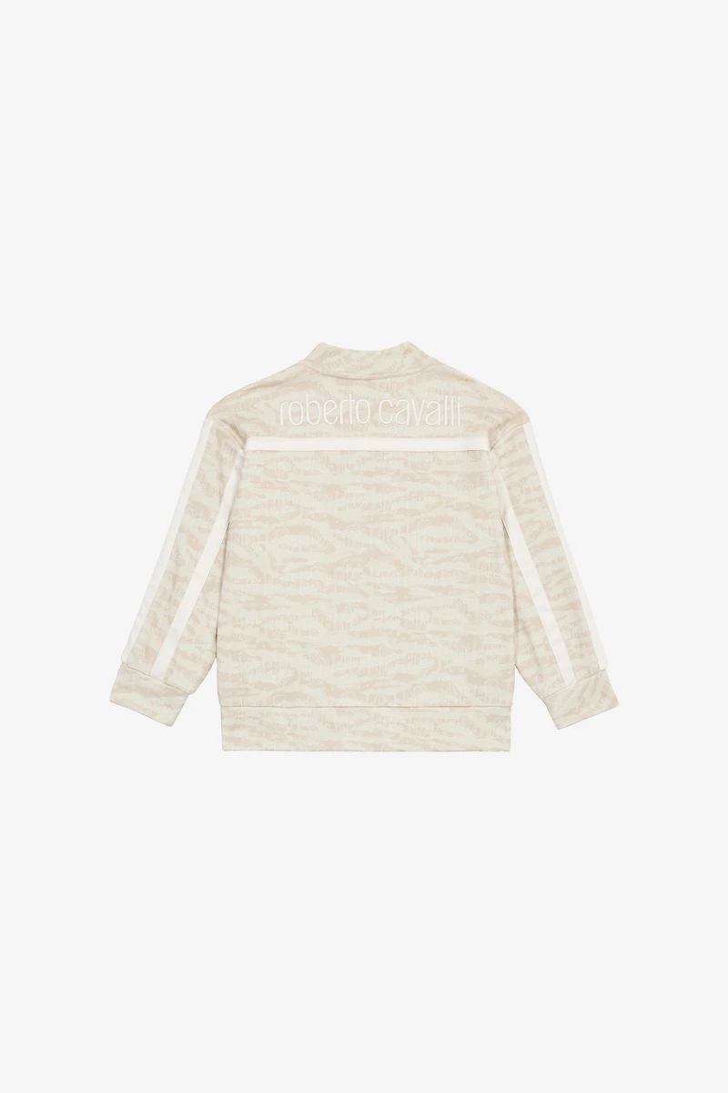 Zip-Up Sweatshirt With Tiger Skin Print