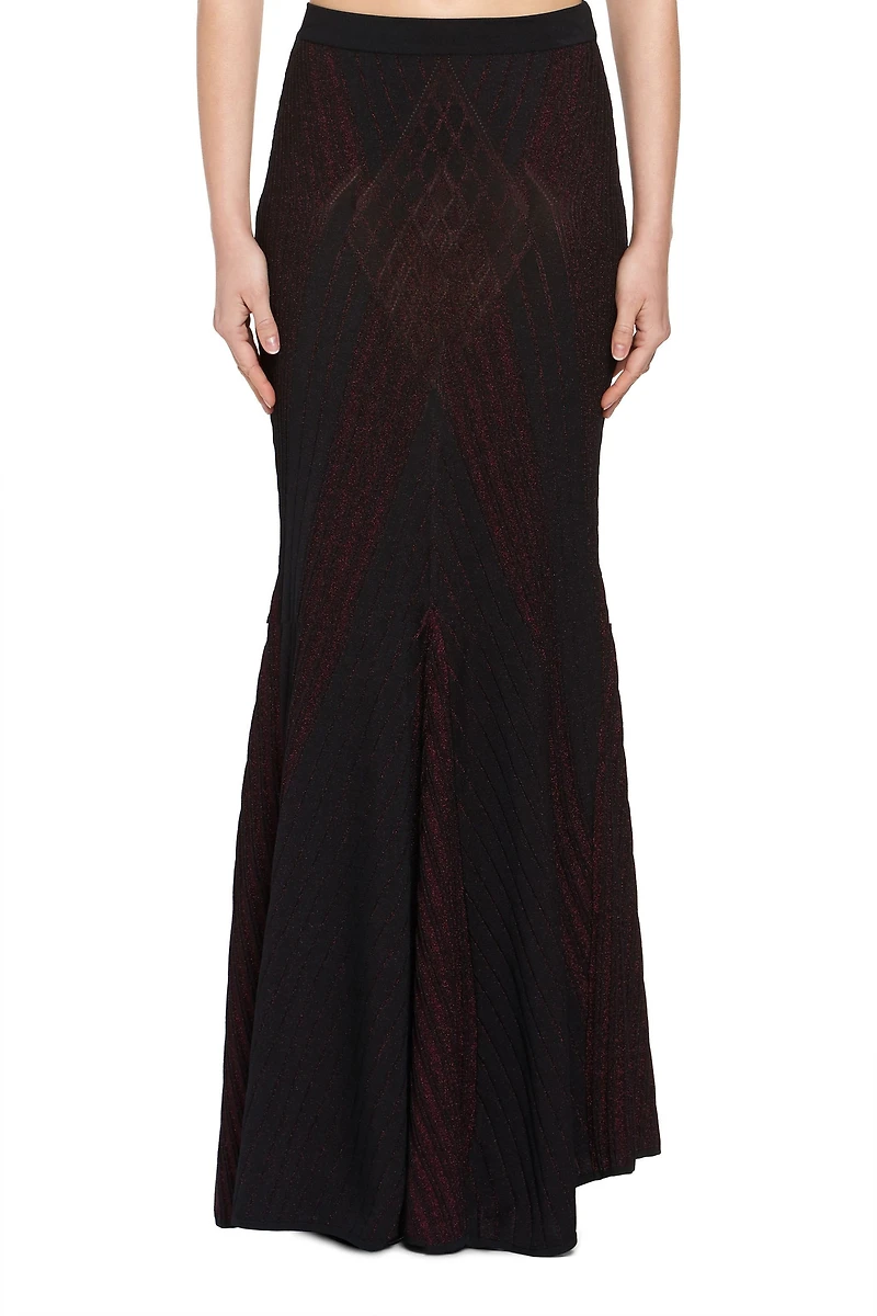 Art deco geometric knit skirt