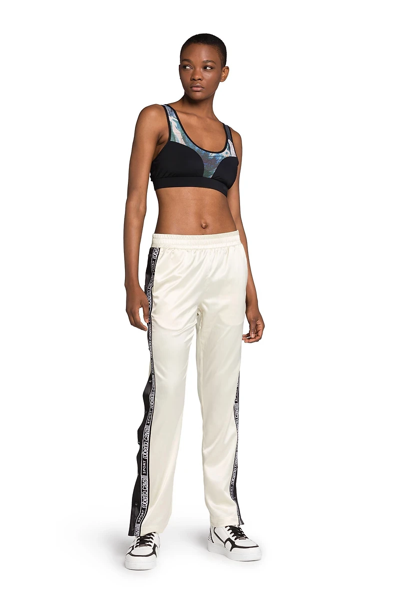 Abstract-Print Logo Crop Top