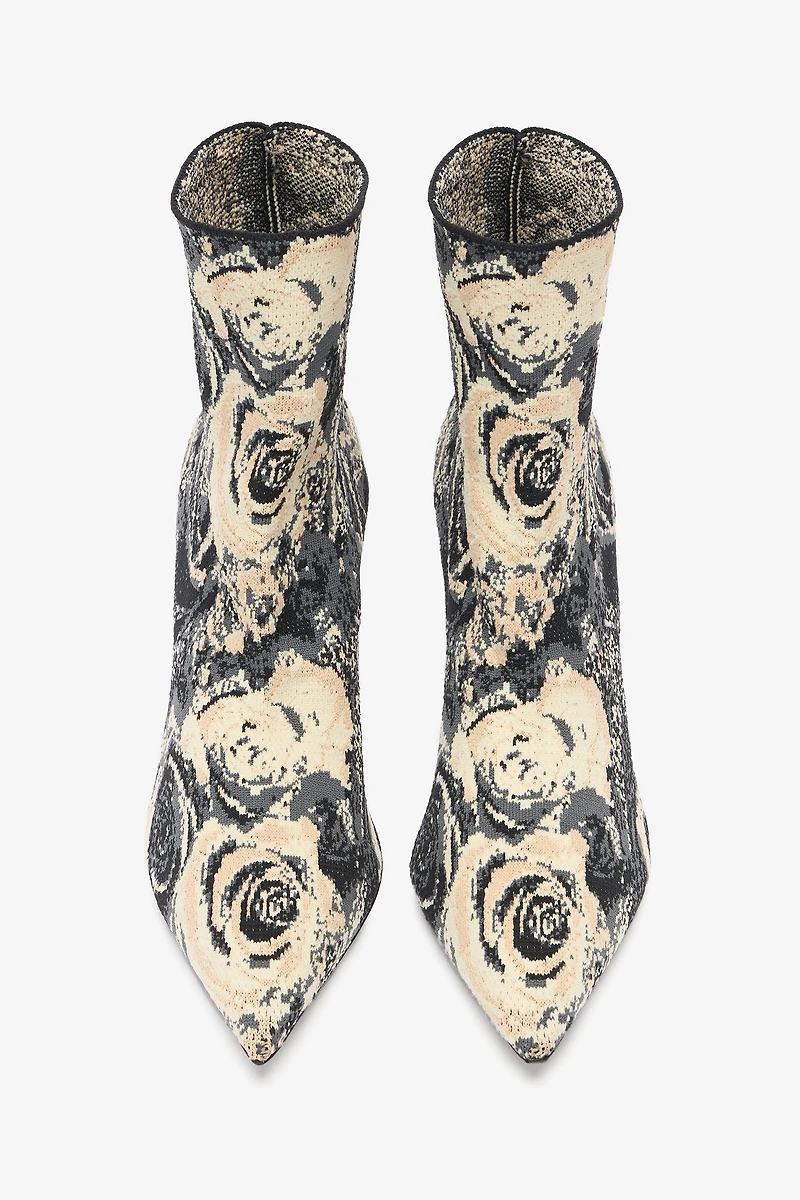 Ankle Boots With Rose Inlay