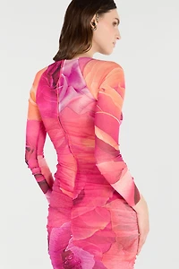 Sheath Dress With Rose Print