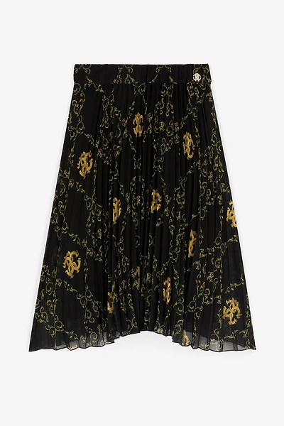 Filigree-Print Pleated Skirt
