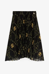Filigree-Print Pleated Skirt