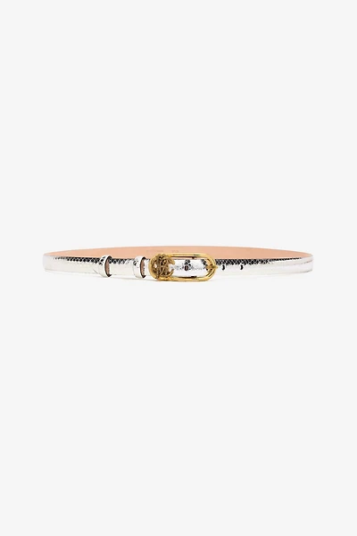 Laminated Leather Belt with Snake Print