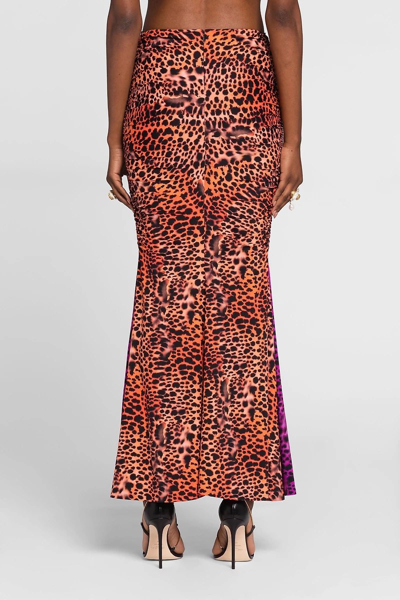 Animal-print fishtail skirt
