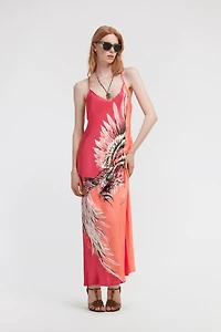 Bird Patchwork print maxi dress