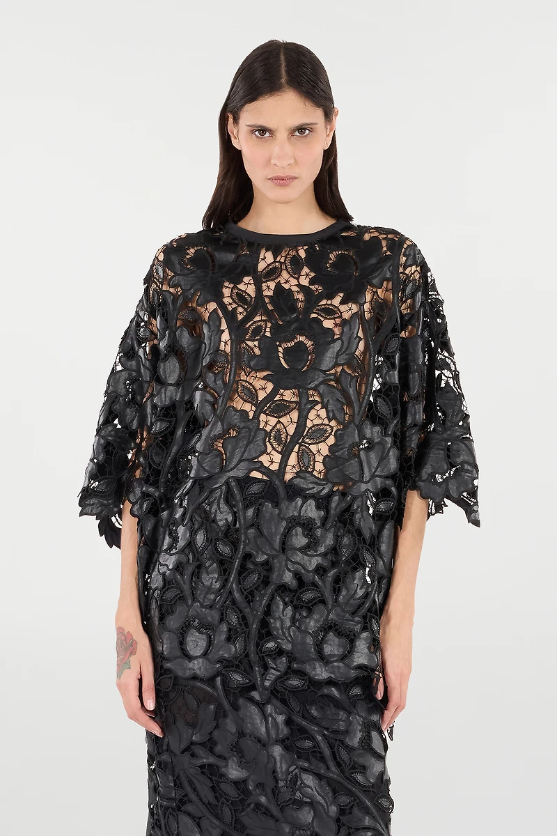 Lace Top With Floral Macramé