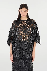 Lace Top With Floral Macramé