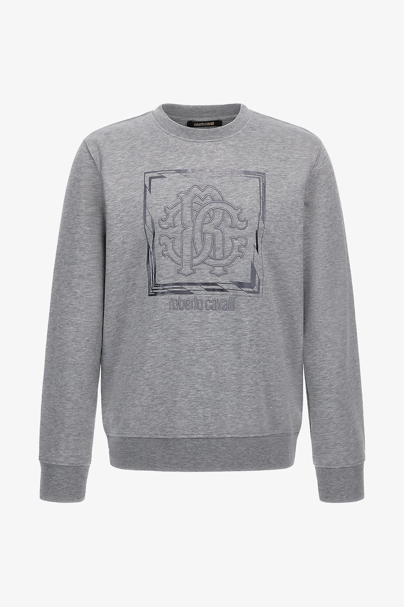 Grey Sweatshirt With Monogram RC Print
