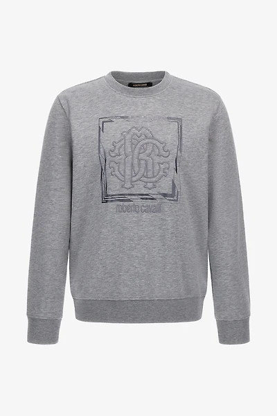 Grey Sweatshirt With Monogram RC Print