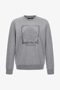 Grey Sweatshirt With Monogram RC Print