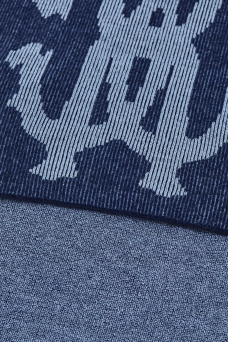 Cotton and Wool Blend Scarf with RC Monogram