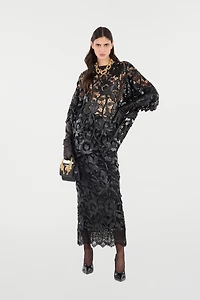 Lace Top With Floral Macramé