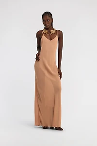 Beige Maxi Slip Dress