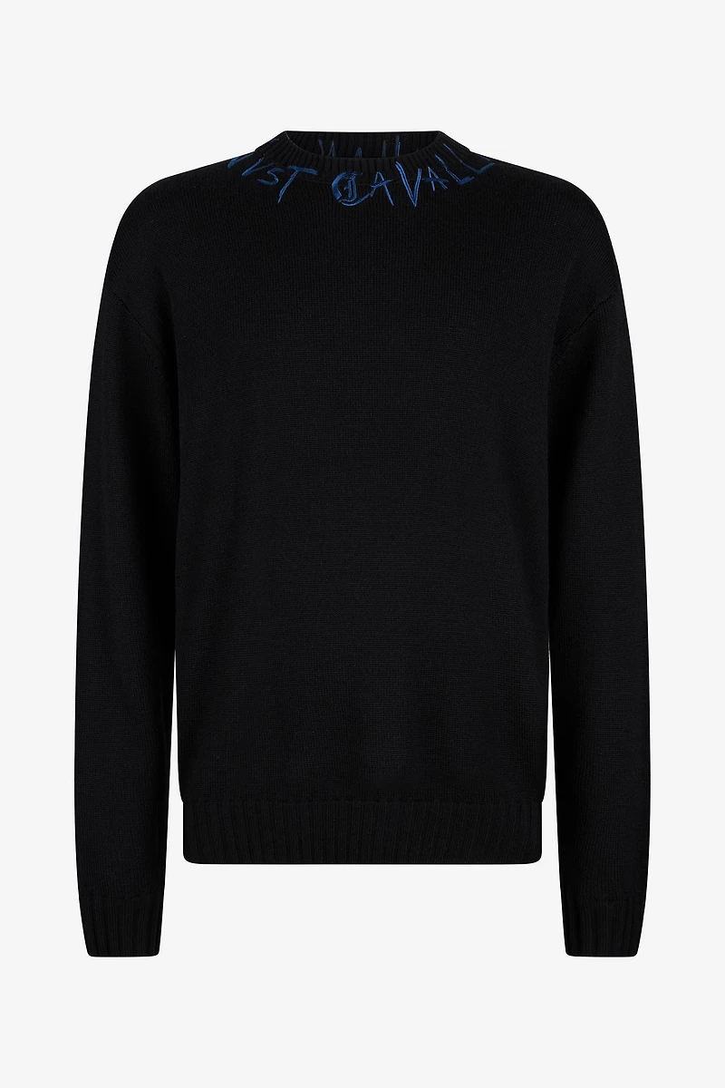 Black Sweater With Embroidered Logo