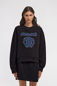 Black Sweatshirt With Denim Logo
