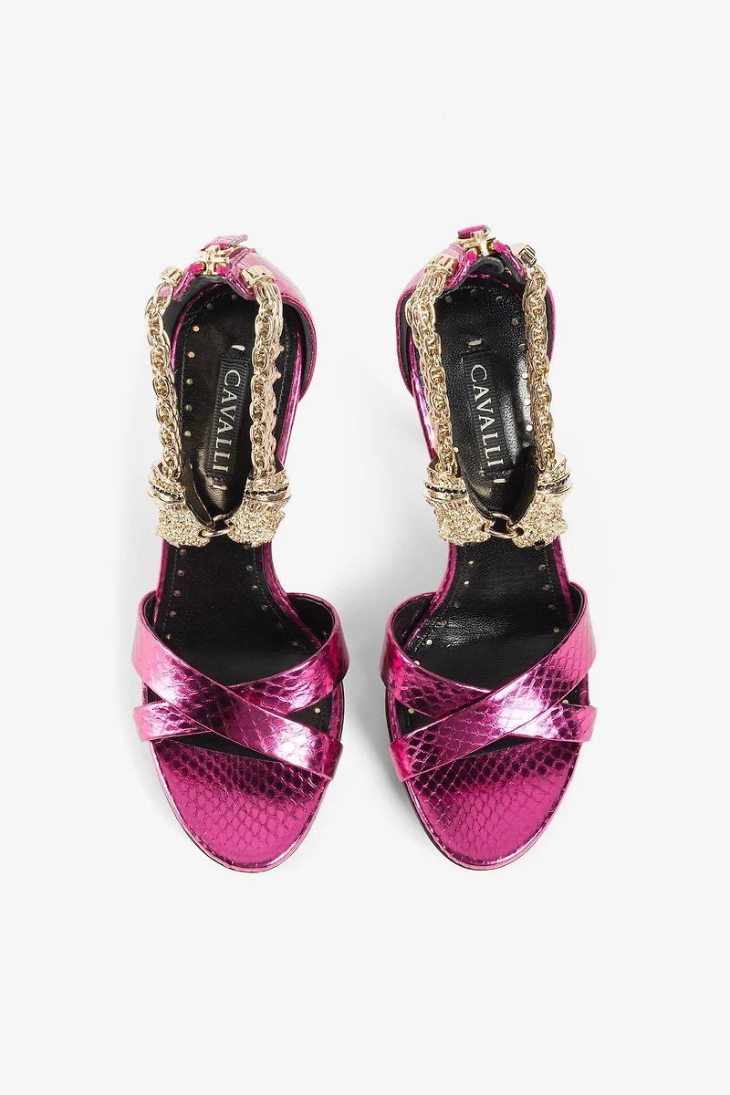 Crystal-Embellished Panther Head Sandals