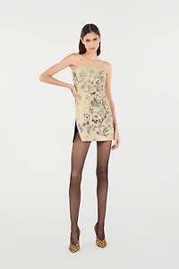 Mini Dress With Oriental Bird Print