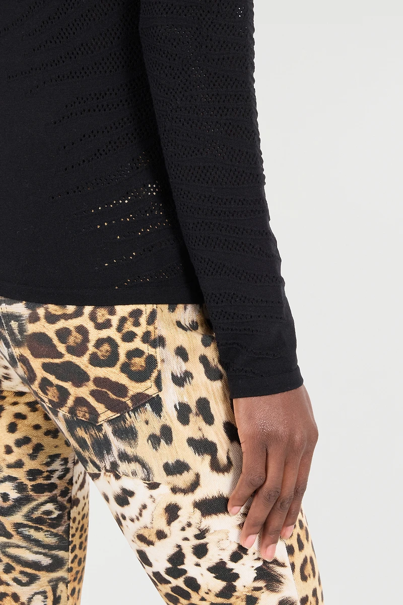 Sweater With Openwork Tiger Skin Pattern