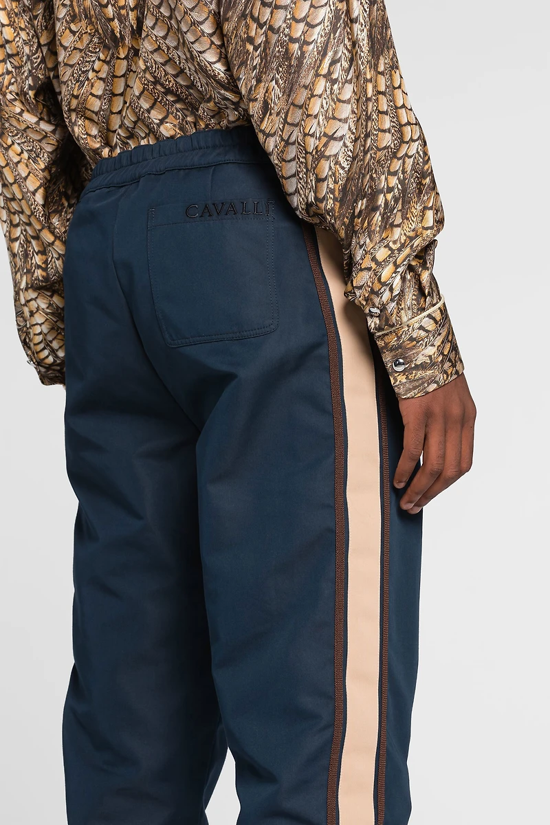 Side-stripe drawstring track pants