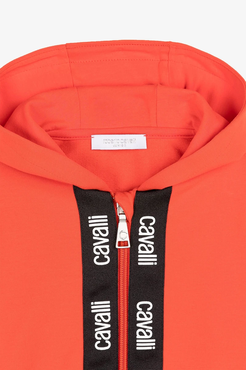 Logo-Stripe Zip Hoodie