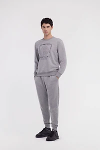 Grey Trousers Joggers With Logo