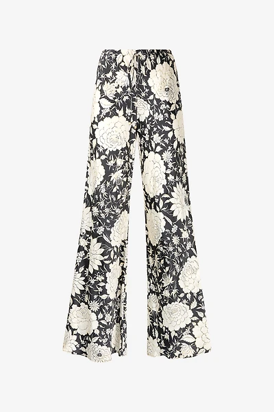 Pure Silk Pants With Floral Print