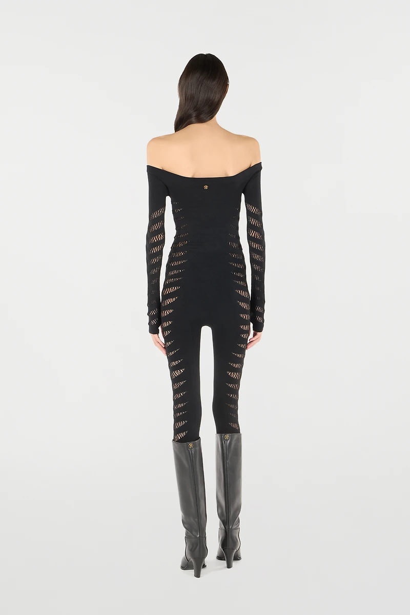 Jumpsuit With Perforated Zebra Pattern
