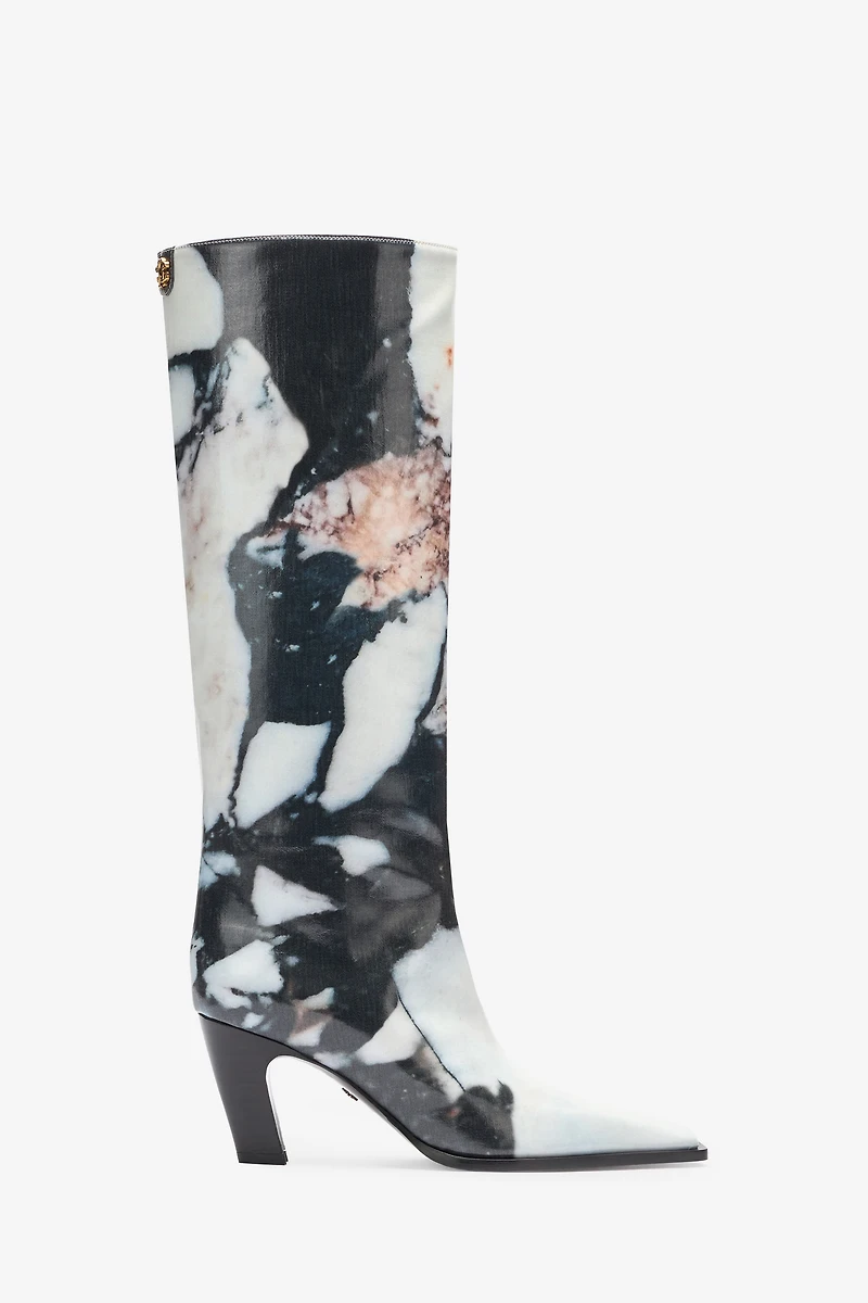 Knee-high boots with Marble print