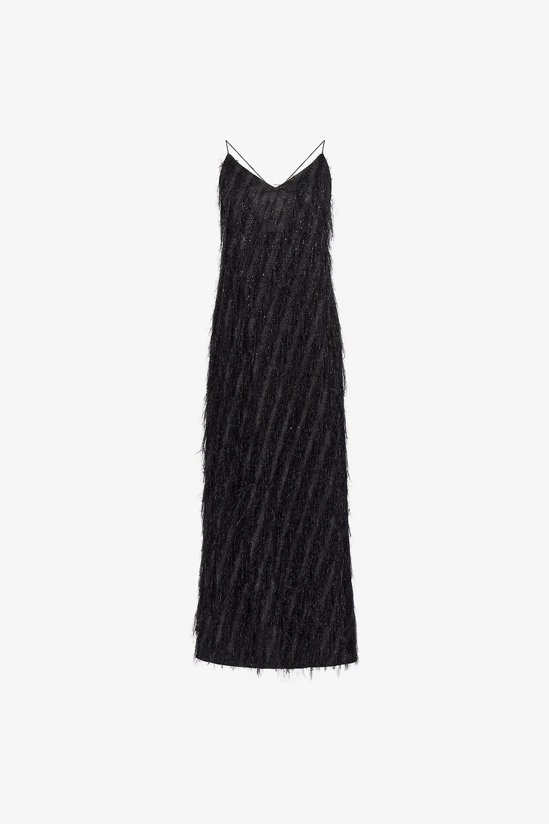 Black Fringed Maxi Dress
