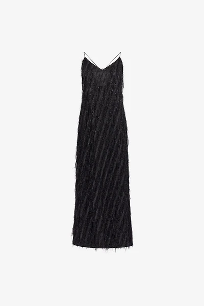 Black Fringed Maxi Dress