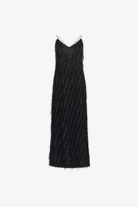 Black Fringed Maxi Dress