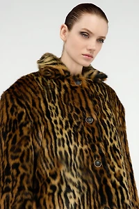 Roberto Cavalli Leopard Print Faux Fur Coat