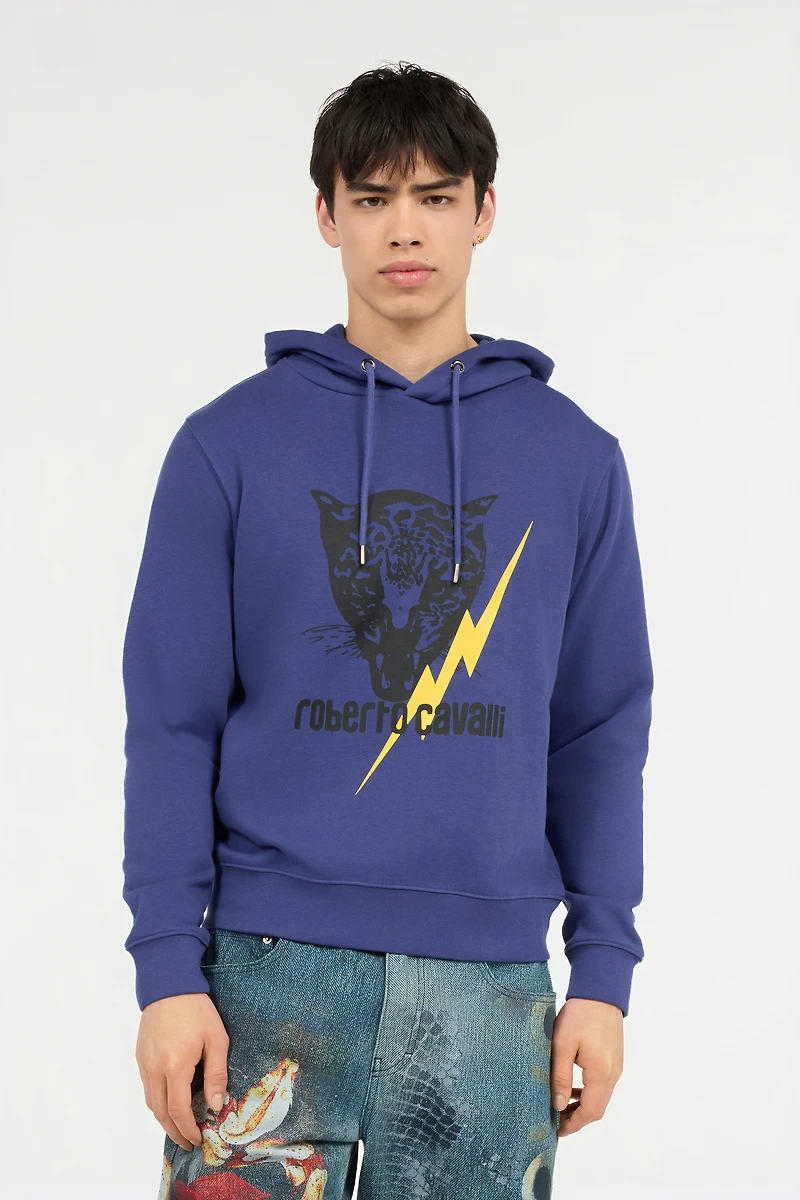 Blue Sweatshirt with Jaguar and Lightning