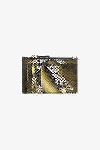 Logo-print leather clutch