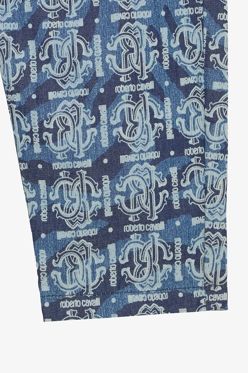 Tiger Skin-Print Pants With RC Monogram And Lettering