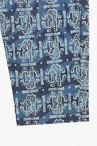 Tiger Skin-Print Pants With RC Monogram And Lettering