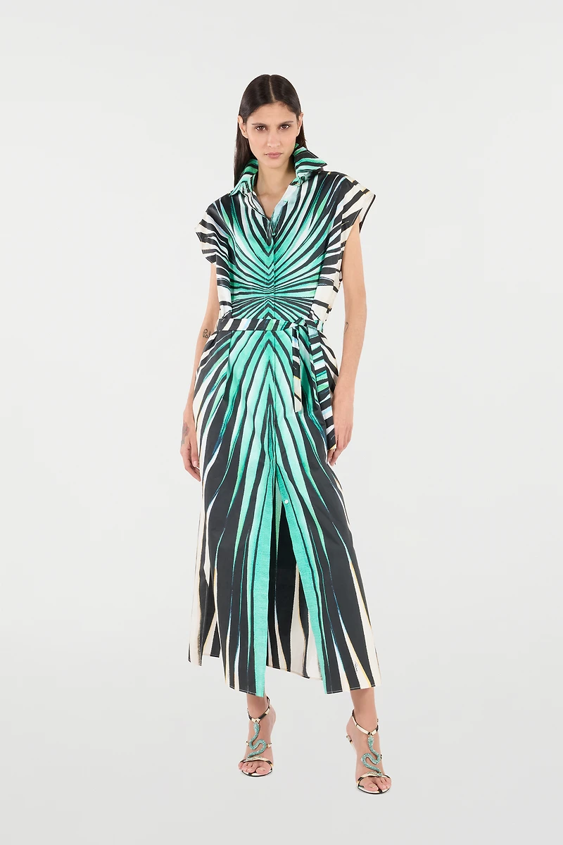 Ray Of Sea Print Midi Dress