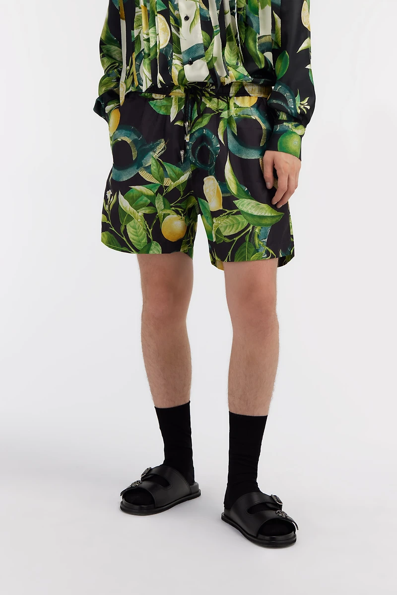 Swim shorts with Lemon print