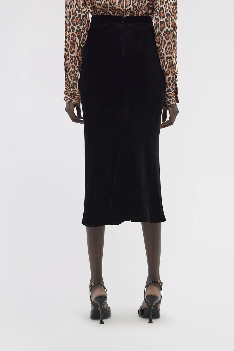 Velvet midi skirt